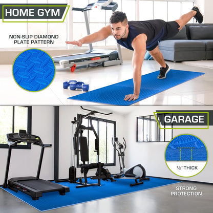 Exercise Puzzle Mat ½-Inch, EVA Interlocking Foam Floor Tiles for Home Gym, Workout Equipment, Kids Play Areas, Blue, 144 SQ FT - 36 Tiles