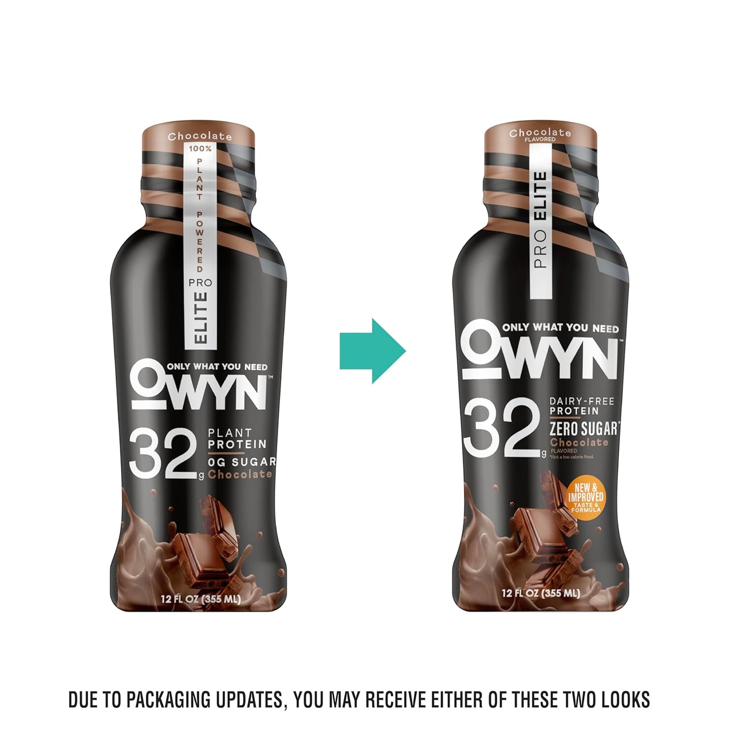 OWYN Only What You Need Pro Elite Chocolate Flavored Protein Shake, 32G Protein, 0G Sugar, High Protein, Dairy Free, Gluten Free, Plant Based Protein Drink, 12 Count