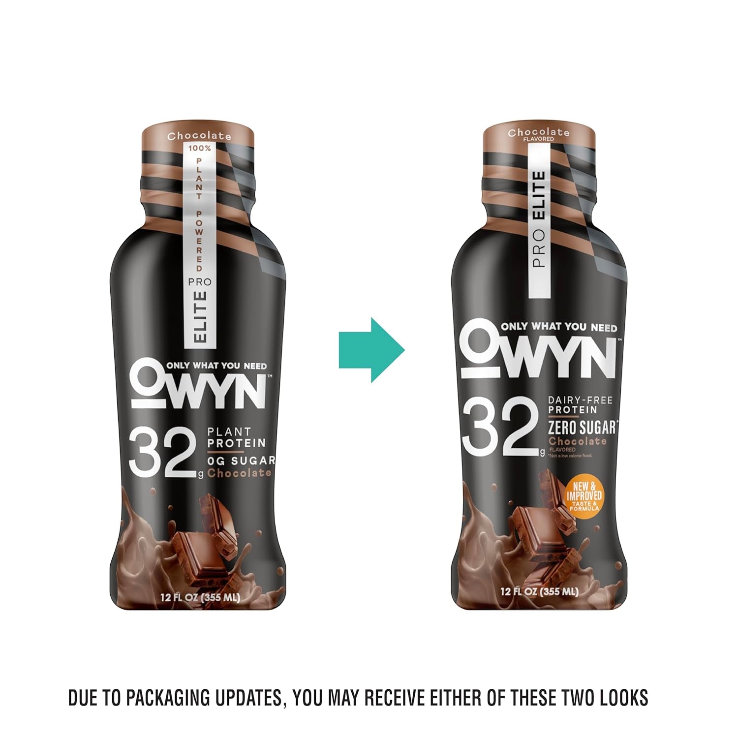 OWYN Only What You Need Pro Elite Chocolate Flavored Protein Shake, 32G Protein, 0G Sugar, High Protein, Dairy Free, Gluten Free, Plant Based Protein Drink, 12 Count
