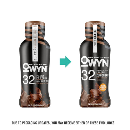 OWYN Only What You Need Pro Elite Chocolate Flavored Protein Shake, 32G Protein, 0G Sugar, High Protein, Dairy Free, Gluten Free, Plant Based Protein Drink, 12 Count