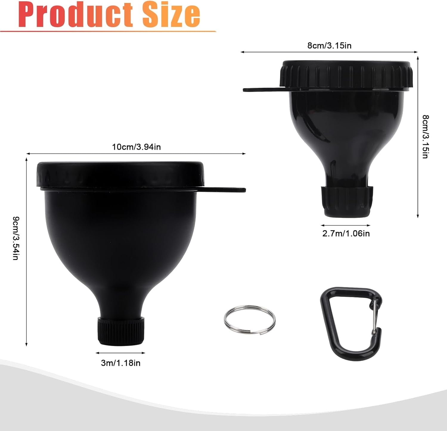 2 Pcs Protein Powder Container, Portable Protein Powder Travel Container, Protein Powder Funnel, Water Bottle Funnels for Powder Mixes, Pre Workout/Gym Supplement Funnel Keychain (50Ml+100Ml)