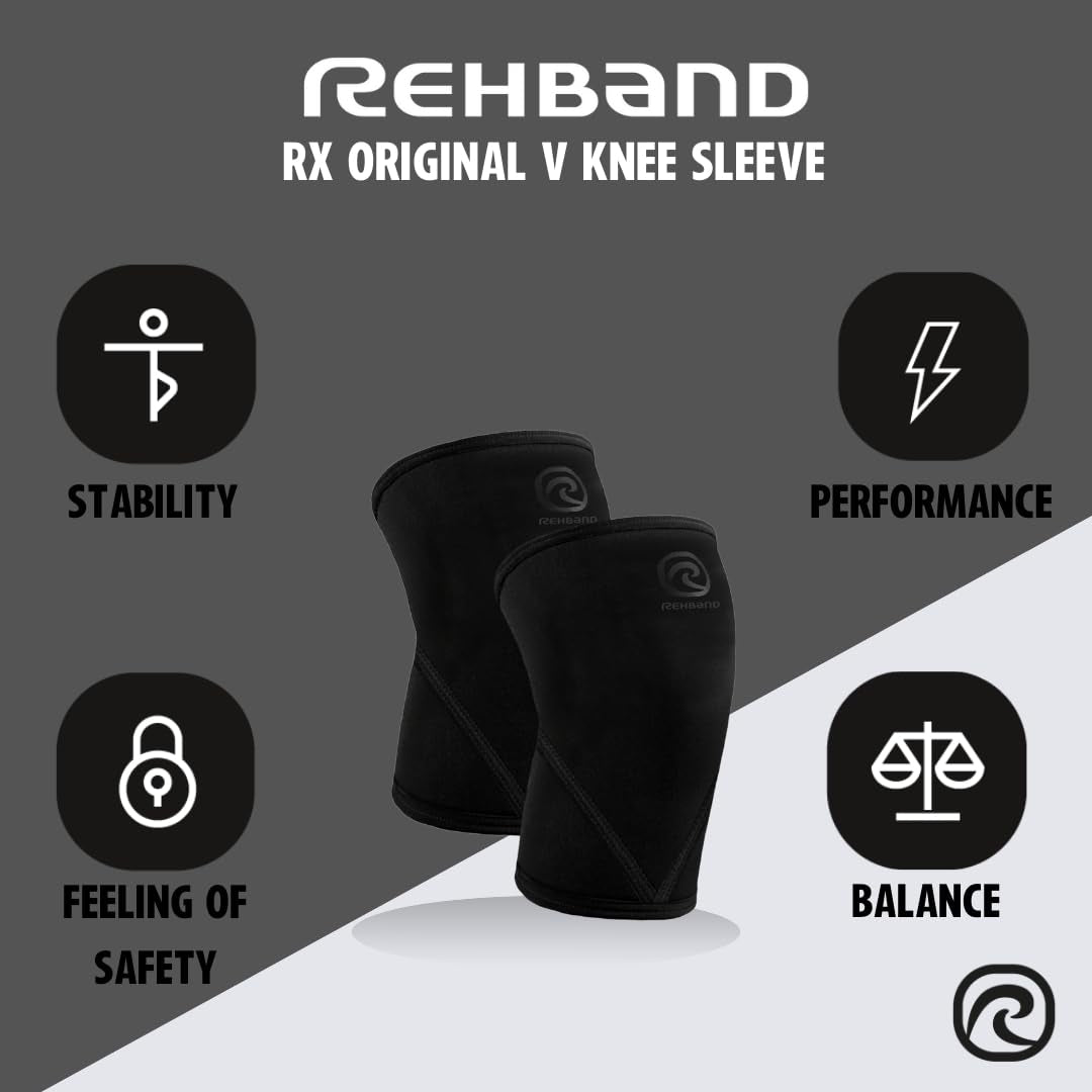 Classic 7Mm V Knee Sleeve for Weightlifting, Competition Grade Powerlifting Knee Sleeve, Compression Sleeve for Crossfit, Squats, Gym & Heavy Lifts, Colour:Carbon/Black - 1 Pair, Size:Large