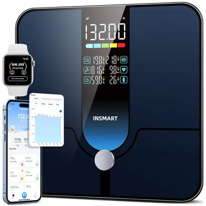 Smart Scale for Body Weight, Large Display Body Fat Scale, Accurate Weight Scale Digital Bluetooth Bathroom Scale for BMI Heart Rate, 25 Body Composition Analyzer with Fitness APP Sync, 500Lbs
