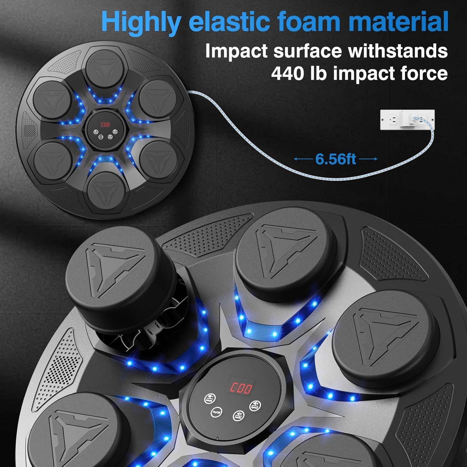 Upgrade Music Boxing Machine for Adults Kids, Interactive Music Punching Machine with Gloves 12 Modes 12 Speeds, Wall Mounted Electronic Boxing Punching Pad with Wireless Connection LED Display
