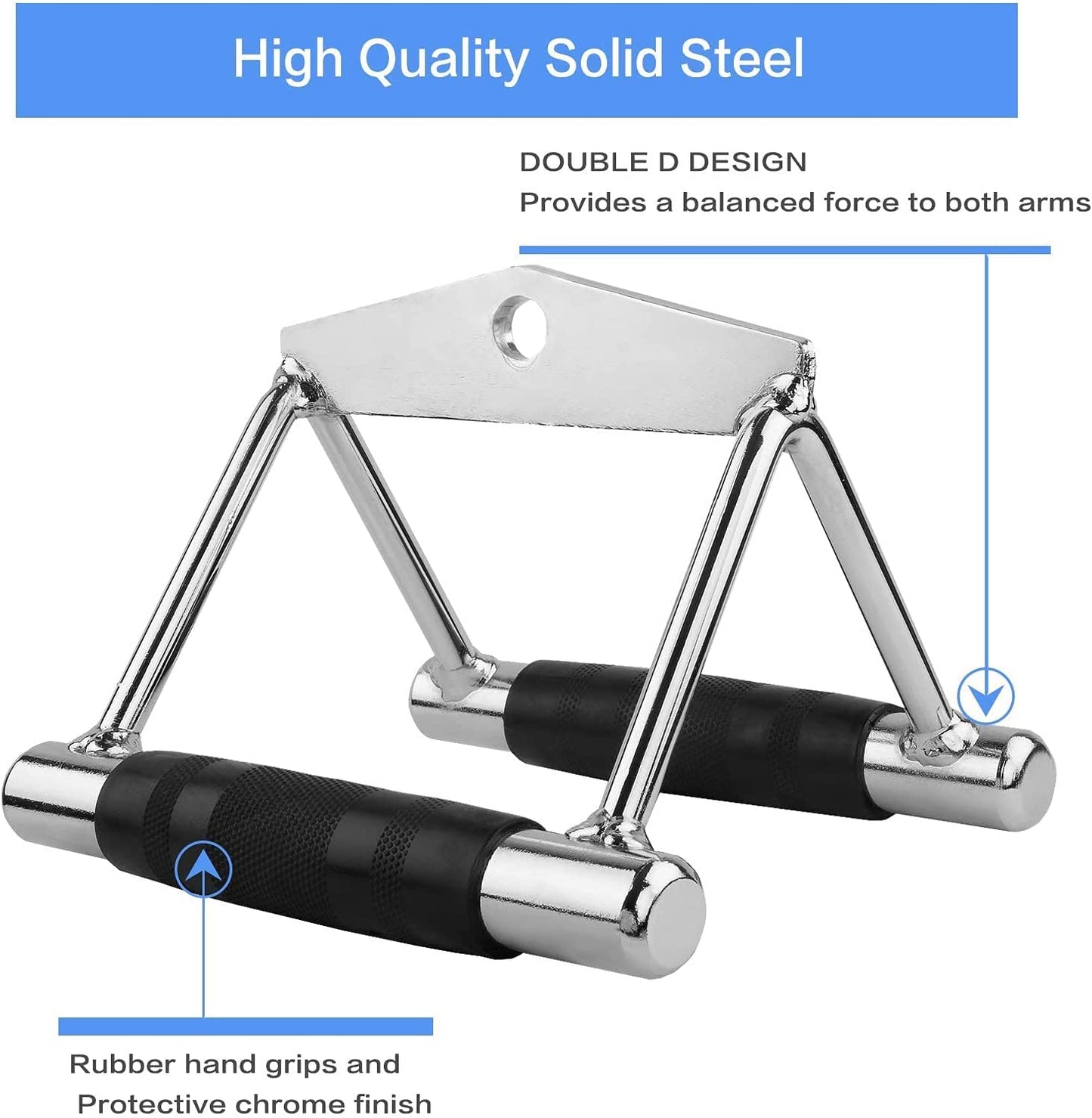 Double D Row Handle Cable Machine Attachment - V Bar Design with Non-Slip Grip & 368° Steel Swivel