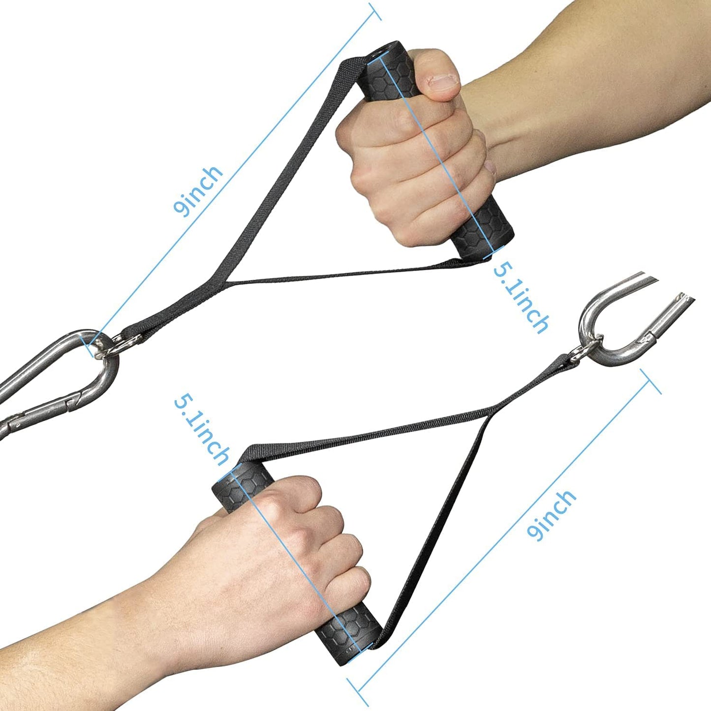 Double D Row Handle Cable Machine Attachment - V Bar Design with Non-Slip Grip & 368° Steel Swivel