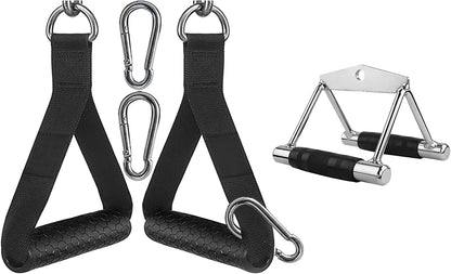 Double D Row Handle Cable Machine Attachment - V Bar Design with Non-Slip Grip & 368° Steel Swivel