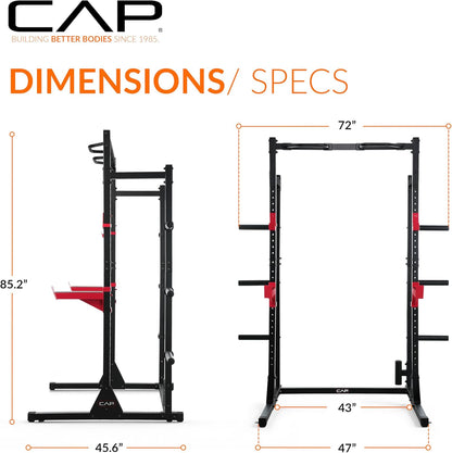 Cap Barbell Power Rack with Pull up Bar & Attachments - Multiple Colors