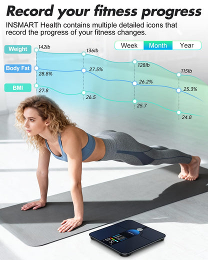 Smart Scale for Body Weight, Large Display Body Fat Scale, Accurate Weight Scale Digital Bluetooth Bathroom Scale for BMI Heart Rate, 25 Body Composition Analyzer with Fitness APP Sync, 500Lbs