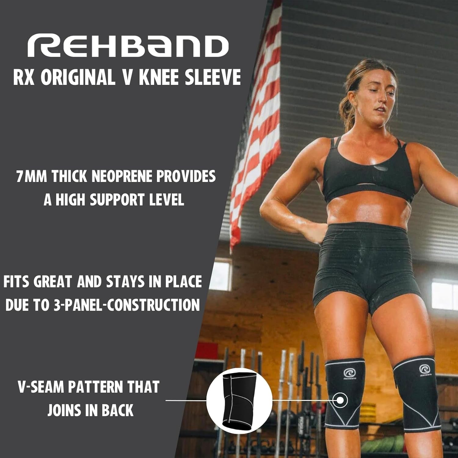 Classic 7Mm V Knee Sleeve for Weightlifting, Competition Grade Powerlifting Knee Sleeve, Compression Sleeve for Crossfit, Squats, Gym & Heavy Lifts, Colour:Carbon/Black - 1 Pair, Size:Large