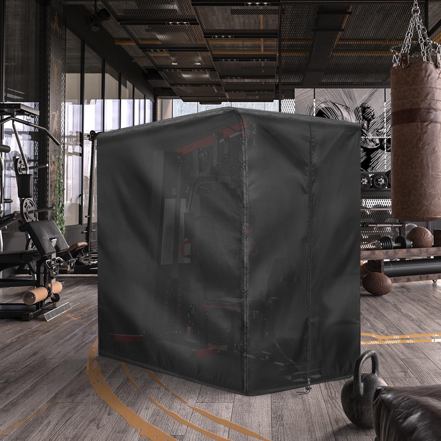 Workout Equipment Cover, 420D Oxford Home Gym Equipment Cover, Protect for Home Gym Equipment/Gym Equipment for Home Garage (41" L X 68.9" W X 74.8" H)