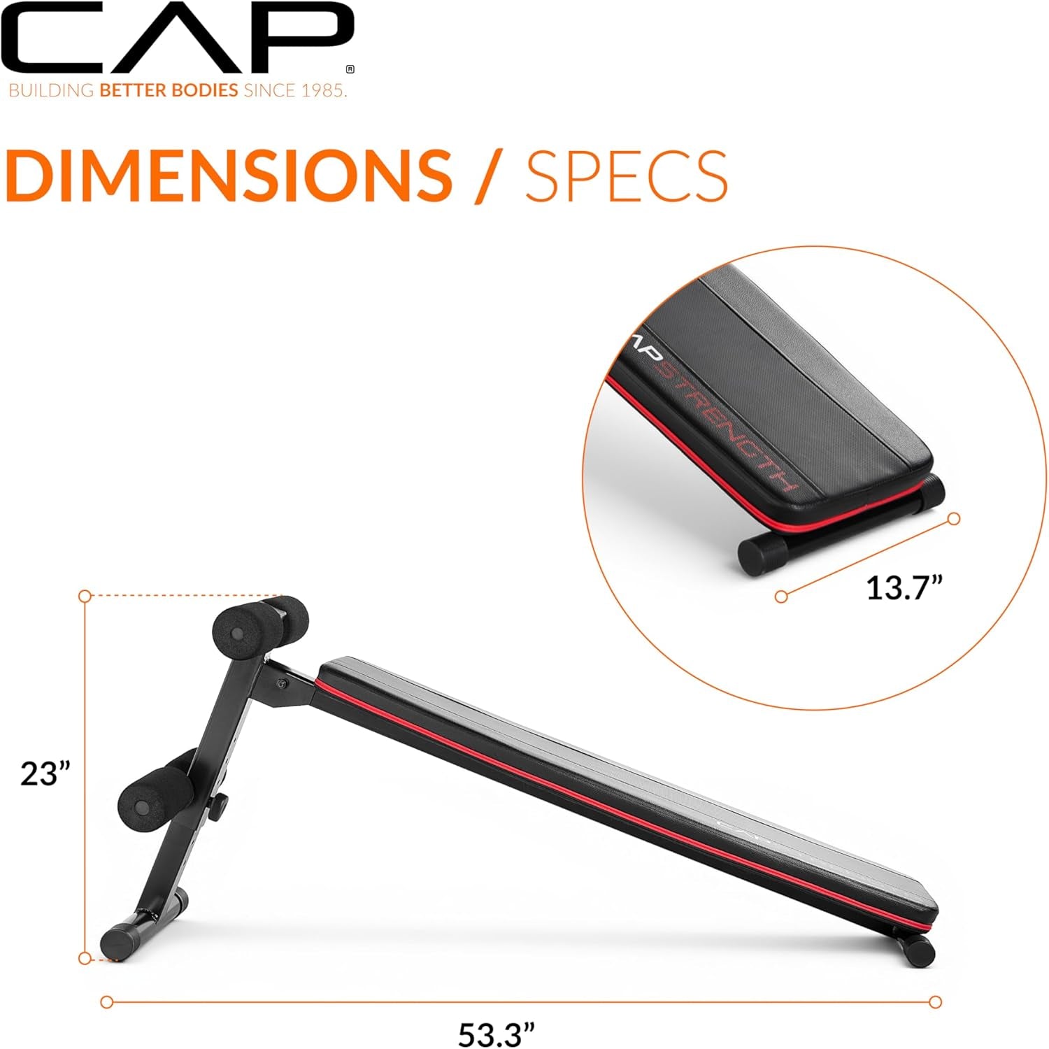 CAP Barbell Sit up Bench – Adjustable Decline Ab Bench for Home Gym – Multi-Purpose Slant Board for Core Strength, Sit-Ups, and Full-Body Workouts