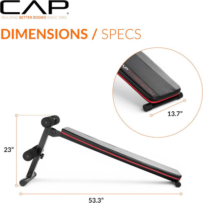CAP Barbell Sit up Bench – Adjustable Decline Ab Bench for Home Gym – Multi-Purpose Slant Board for Core Strength, Sit-Ups, and Full-Body Workouts