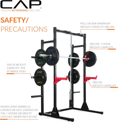 Cap Barbell Power Rack with Pull up Bar & Attachments - Multiple Colors