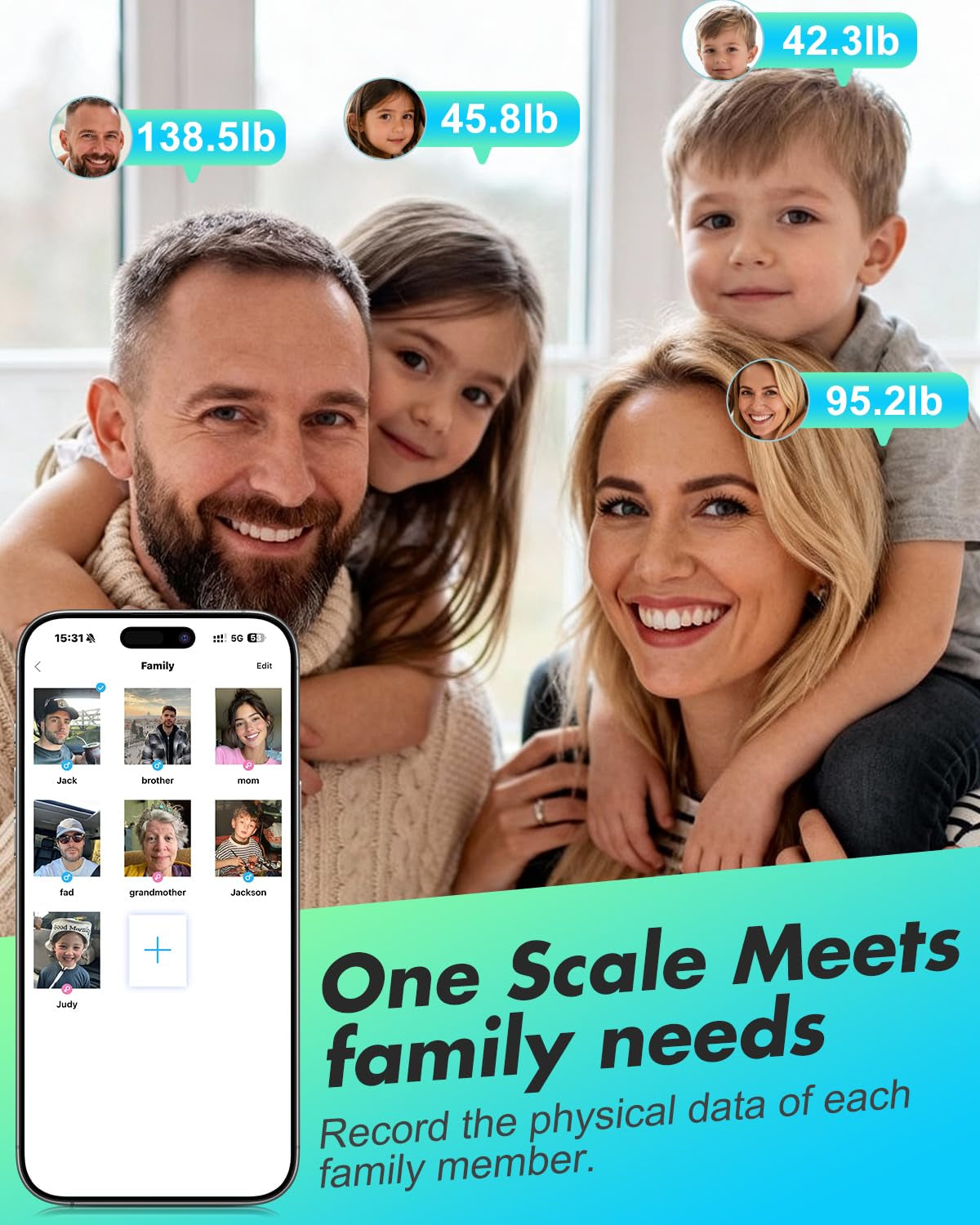 Smart Scale for Body Weight, Large Display Body Fat Scale, Accurate Weight Scale Digital Bluetooth Bathroom Scale for BMI Heart Rate, 25 Body Composition Analyzer with Fitness APP Sync, 500Lbs