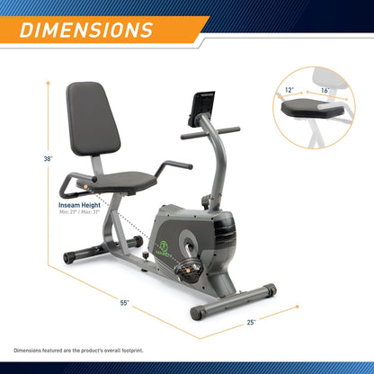 Magnetic Recumbent Exercise Bike for Home and Home Gym, with Digital Monitor 
