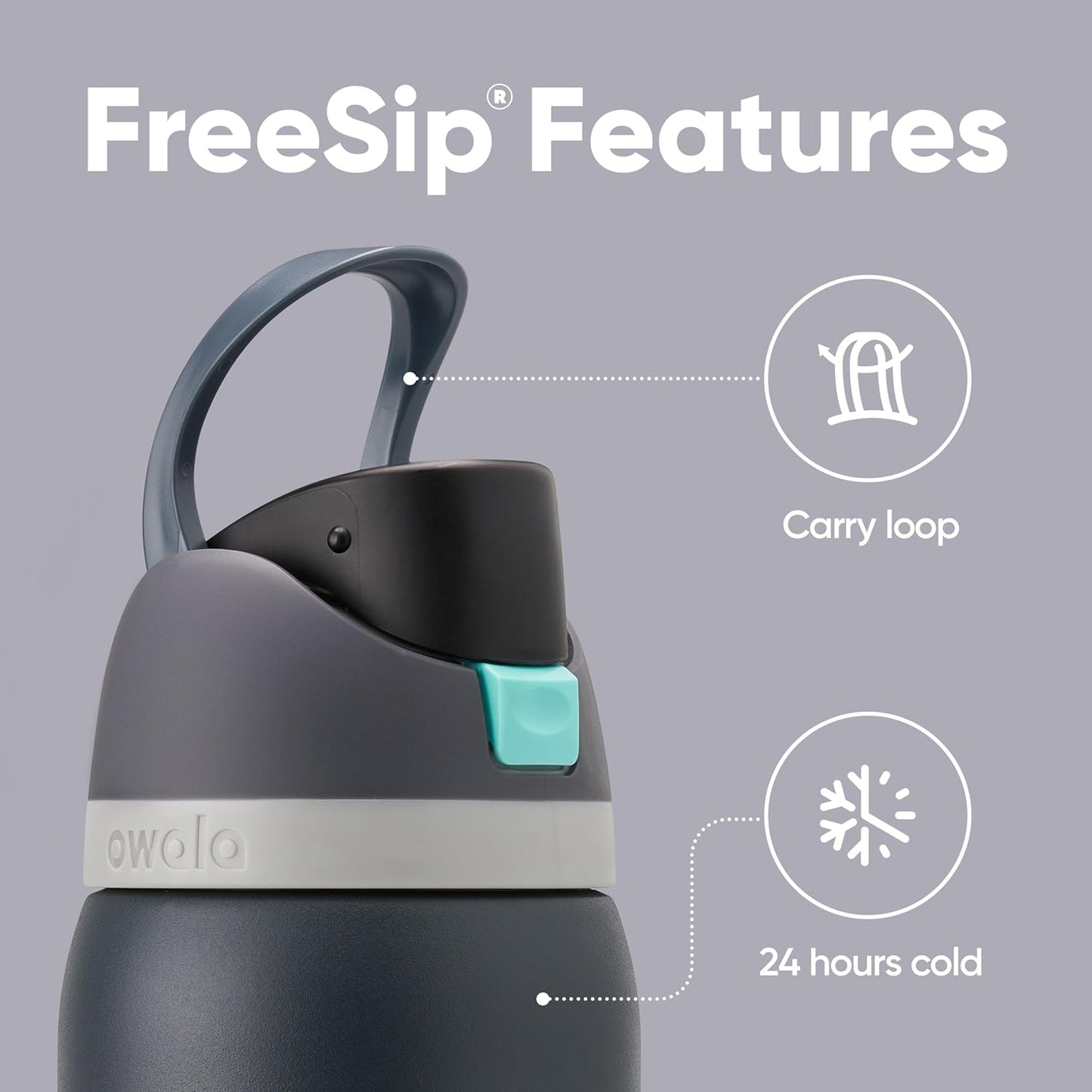 Owala Freesip Insulated Stainless Steel Water Bottle with Straw for Sports and Travel, Bpa-Free, 40Oz, Foggy Tide