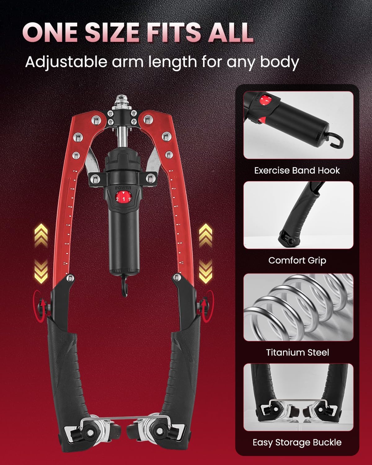 Twister Arm Trainer, Adjustable Hydraulic Home Gym Equipment for Strength Training, 22-440Lbs Chest Expander with Ab Roller Wheel, Workout Equipment for Men & Women, Arms Chest Core