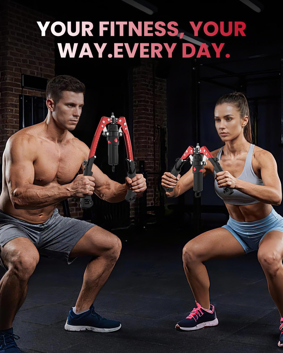 Twister Arm Trainer, Adjustable Hydraulic Home Gym Equipment for Strength Training, 22-440Lbs Chest Expander with Ab Roller Wheel, Workout Equipment for Men & Women, Arms Chest Core