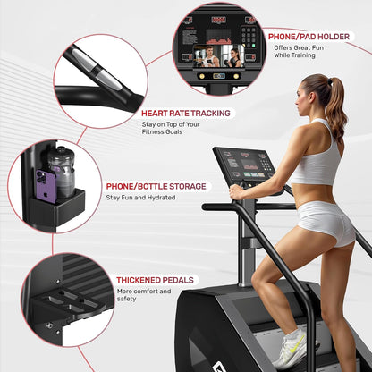 T1 Stair Stepper Machine, 550Lbs Commercial Grade Stair Climber for Home with 15 Resistance Level and LED Screen, Stepmill Exercise Machine for Full Body Workouts, 24-164 Steps/Min