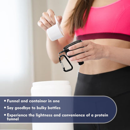 2 Pcs Protein Powder Container, Portable Protein Powder Travel Container, Protein Powder Funnel, Water Bottle Funnels for Powder Mixes, Pre Workout/Gym Supplement Funnel Keychain (50Ml+100Ml)