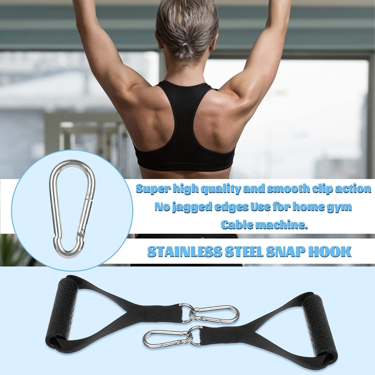 Double D Row Handle Cable Machine Attachment - V Bar Design with Non-Slip Grip & 368° Steel Swivel