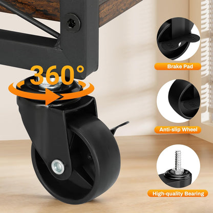 Yoga Mat Storage Rack, Home Gym Storage Rack, Retro Metal & Wood Weight Storage Racks for Yoga Mat, 360° Roller & Fitness Equipment, 60 Lbs per Shelf