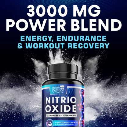 Extra Strength Nitric Oxide Booster - 3X Strength L-Arginine AKG & Citrulline Malate - Men & Women Premium Pre Workout Nitric Booster - Natural Energy & Muscle Support, Bottled in USA - 60 Capsules