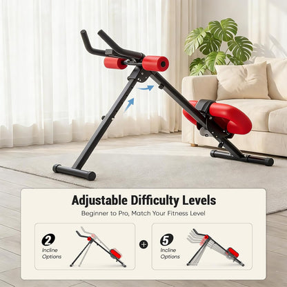 Ab Workout Equipment for Home Gym, Exercise Machine Abs Trainer, Full Body Fitness System Adjustable for Abdominal Stomach Training, LCD Display, Knee Protection