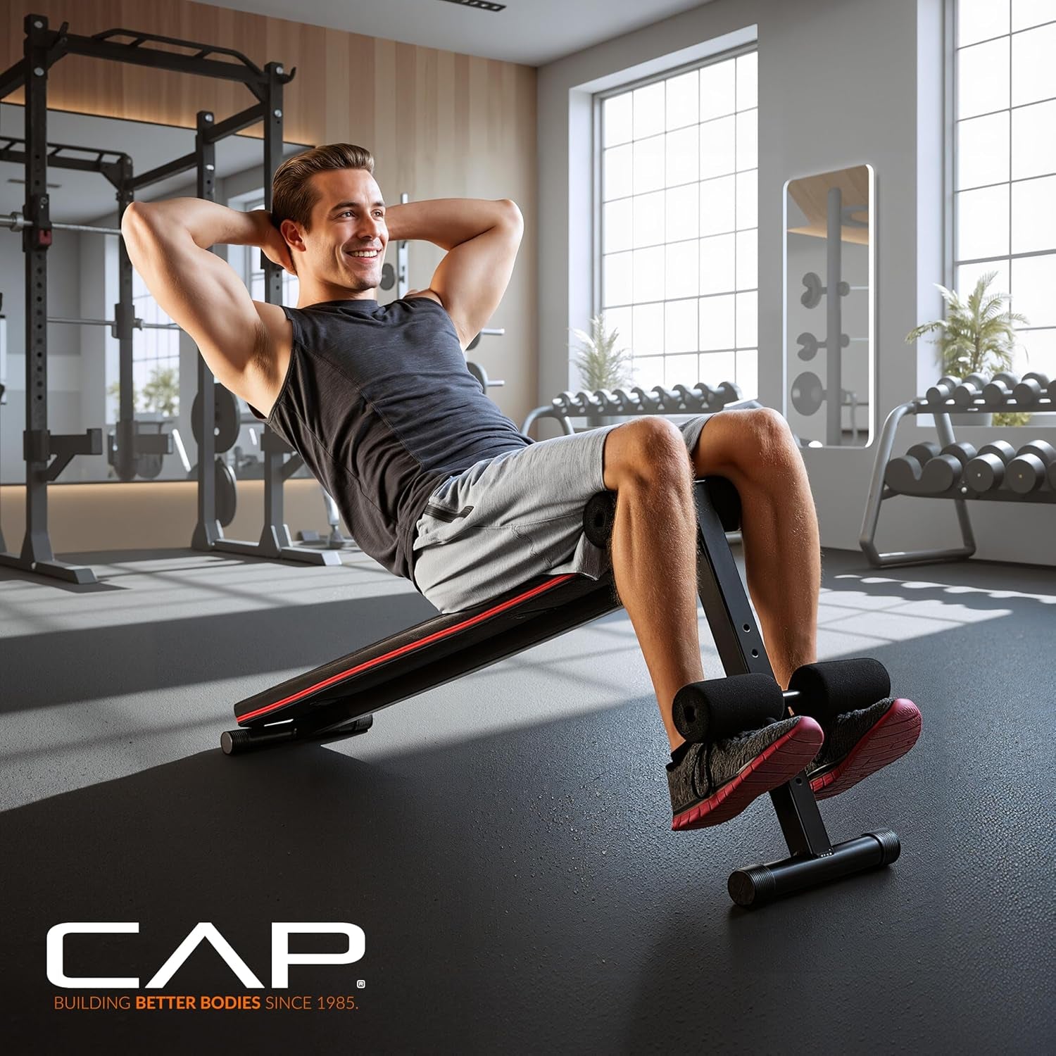 CAP Barbell Sit up Bench – Adjustable Decline Ab Bench for Home Gym – Multi-Purpose Slant Board for Core Strength, Sit-Ups, and Full-Body Workouts