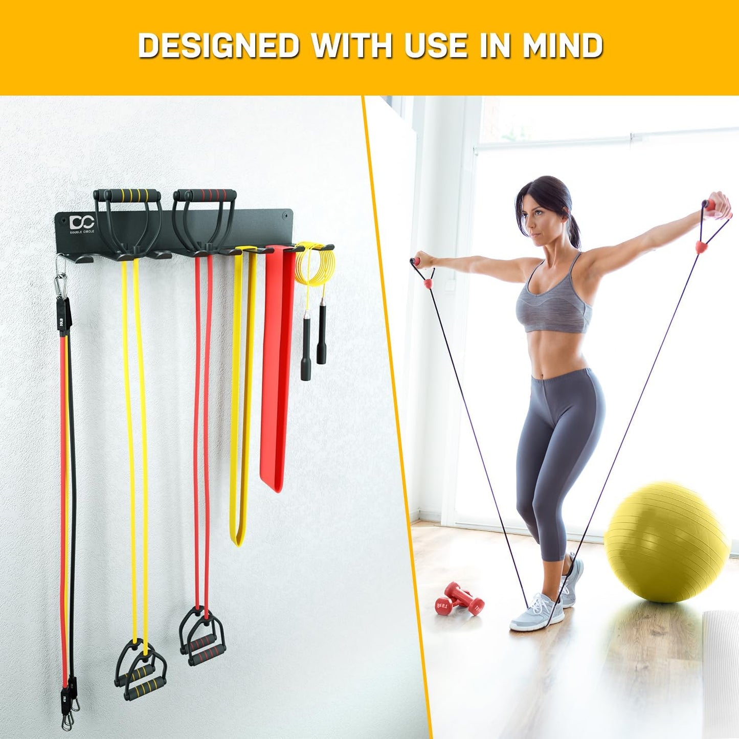 Gym Equipment Storage Rack - Multi Purpose Gym Equipment Wall Rack Hanger for Pro Home Gym Storage for Exercise Bands, Barbell Bar, Jump Ropes, Chains, Lifting Belts (17" - Hooks)