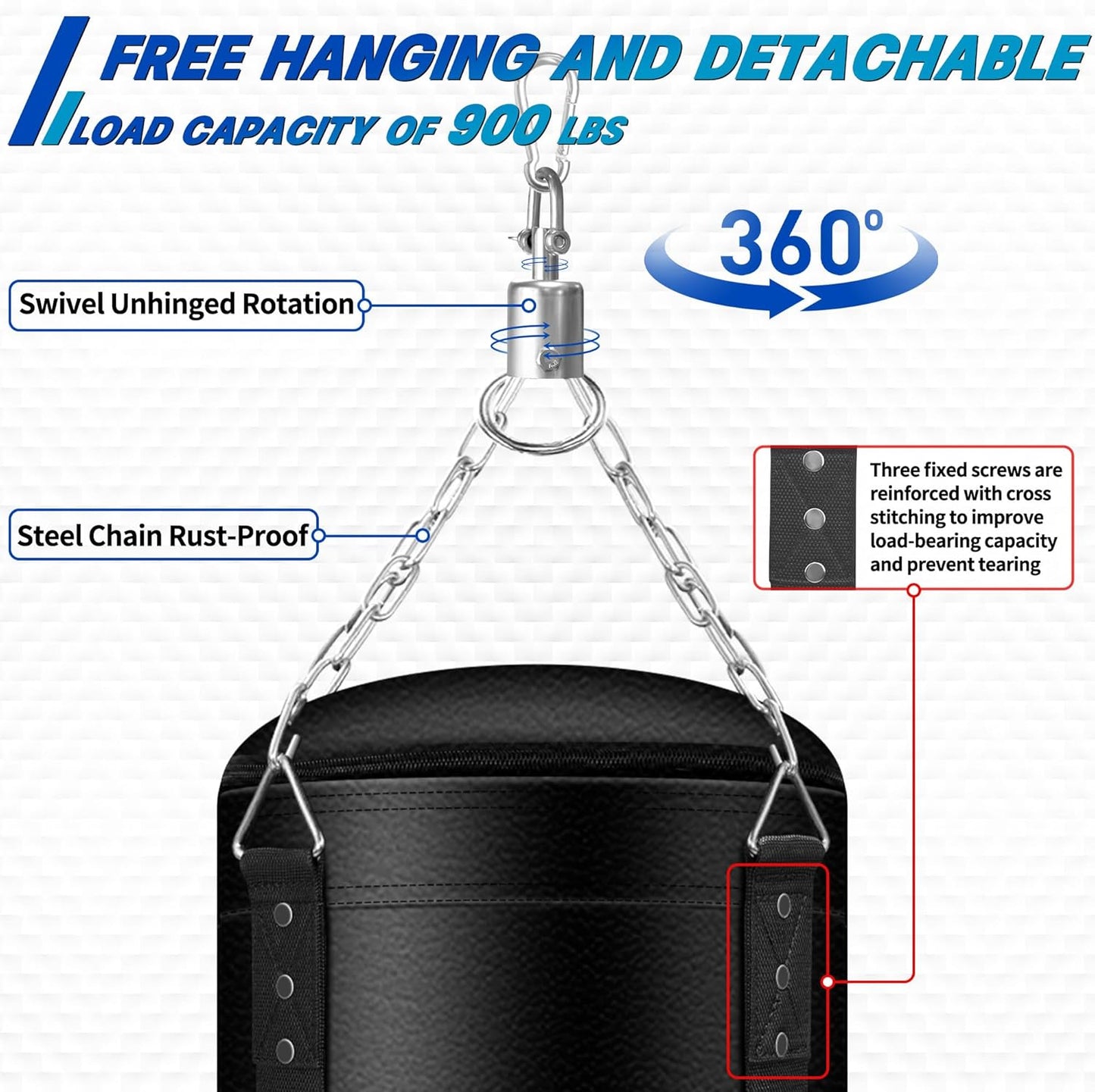 4FT Hanging Punching Bag for Adults, Unfilled Canvas Heavy Boxing Bag Set with 12Oz Boxing Gloves Hand Wraps, Jump Rope, Reflex Ball for MMA Kickboxing Muay Thai Training Home