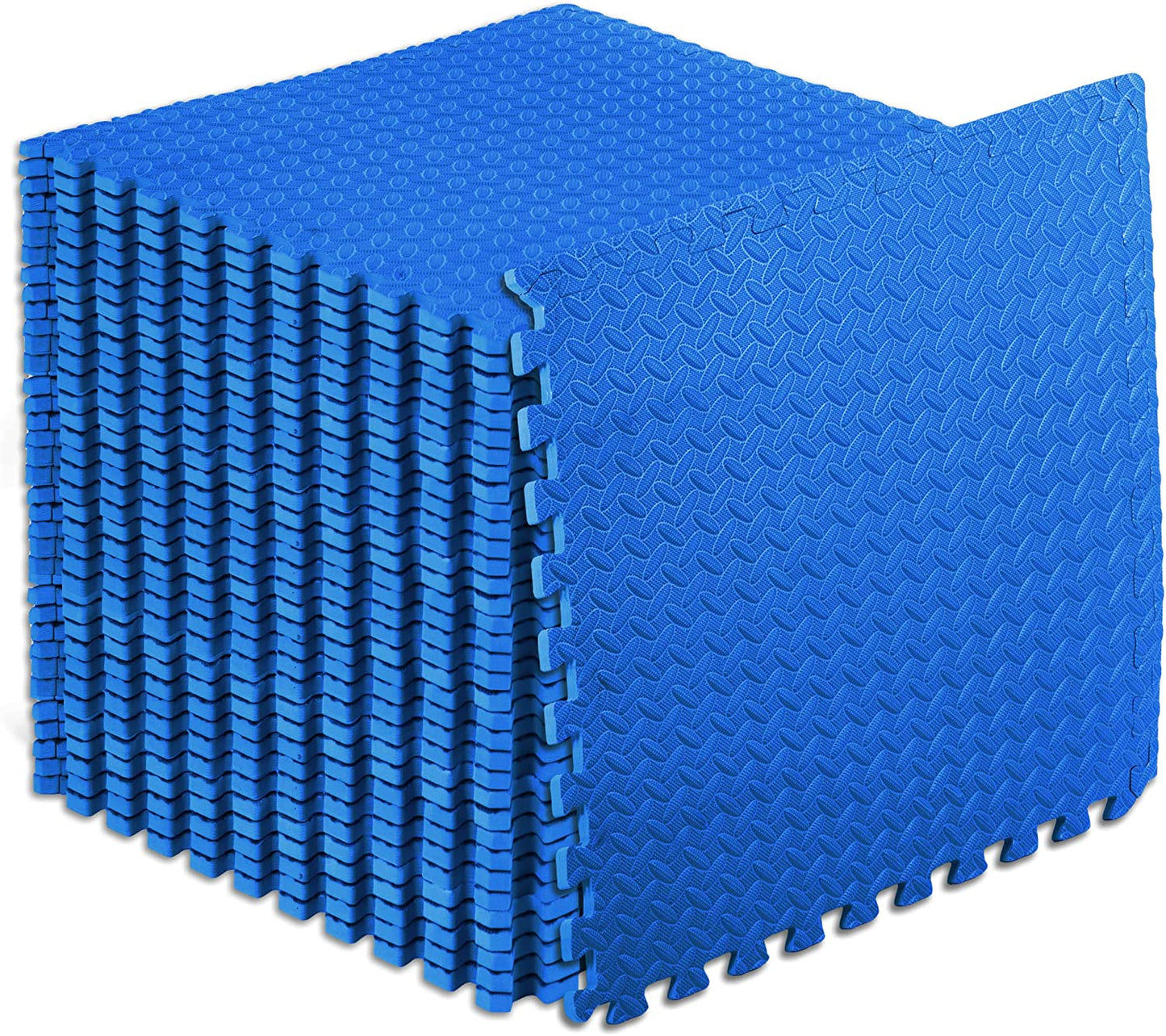 Exercise Puzzle Mat ½-Inch, EVA Interlocking Foam Floor Tiles for Home Gym, Workout Equipment, Kids Play Areas, Blue, 144 SQ FT - 36 Tiles