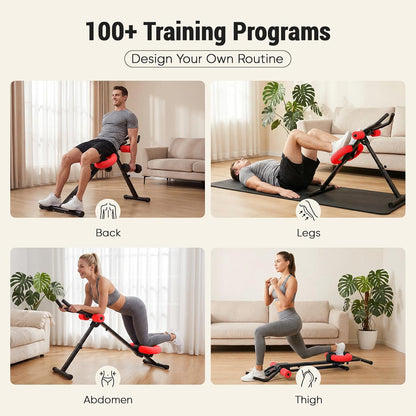 Ab Workout Equipment for Home Gym, Exercise Machine Abs Trainer, Full Body Fitness System Adjustable for Abdominal Stomach Training, LCD Display, Knee Protection