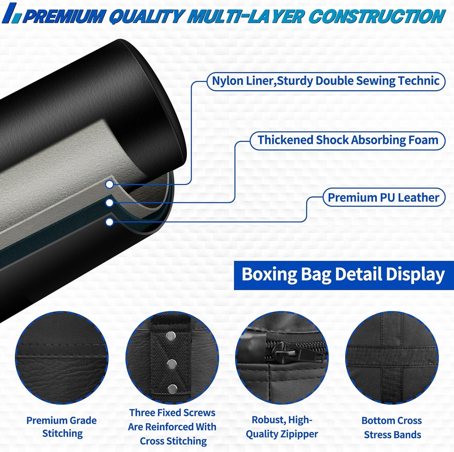 4FT Hanging Punching Bag for Adults, Unfilled Canvas Heavy Boxing Bag Set with 12Oz Boxing Gloves Hand Wraps, Jump Rope, Reflex Ball for MMA Kickboxing Muay Thai Training Home