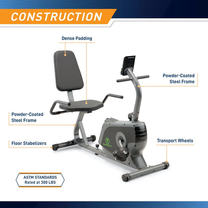 Magnetic Recumbent Exercise Bike for Home and Home Gym, with Digital Monitor 