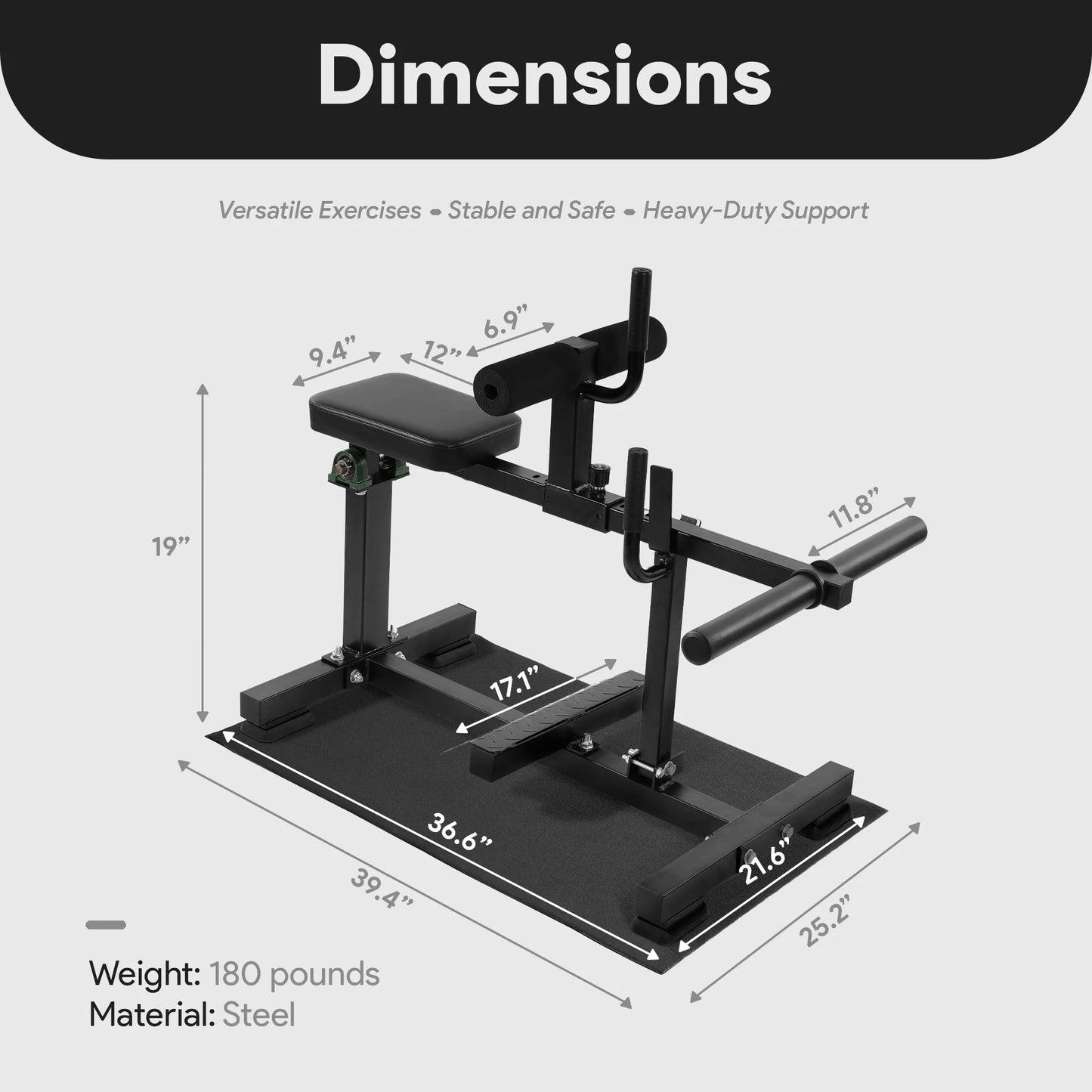 Fitness Adjustable Seated Calf Raise Machine, Home Gym Equipment, Black